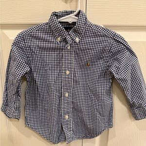 Ralph Lauren Navy and White Checkered Tartan Little Boys Shirt 24M